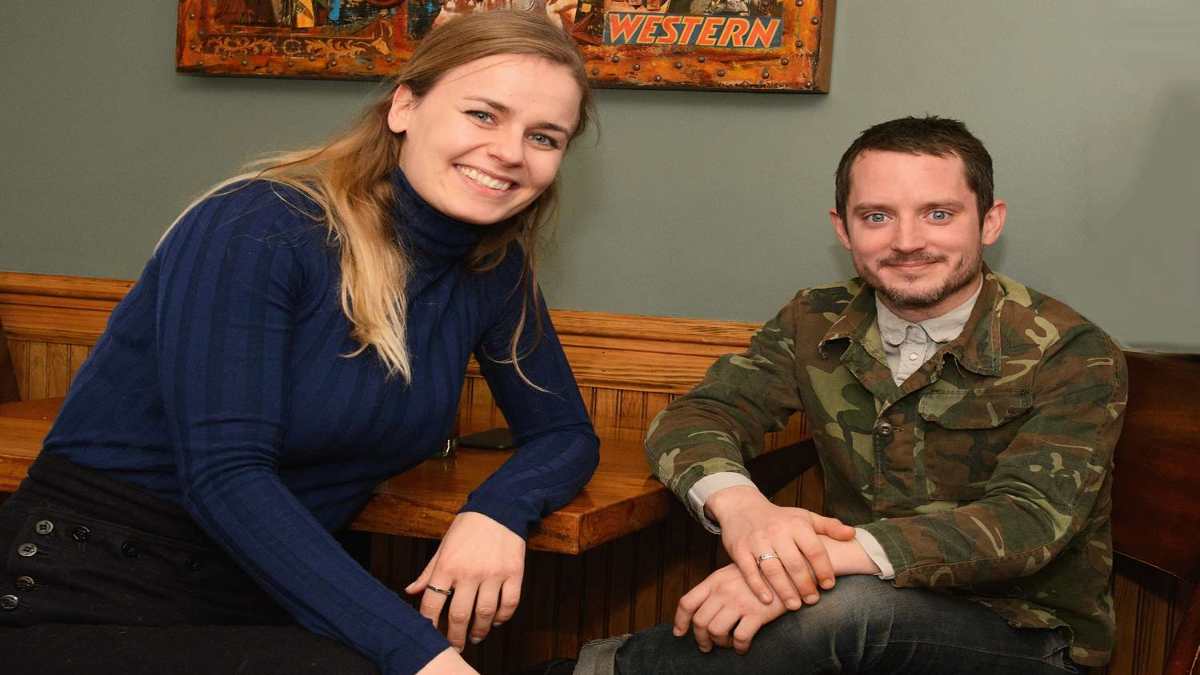 Elijah Wood With His Wife